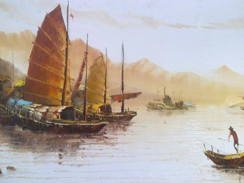 Chinese boats in the harbour